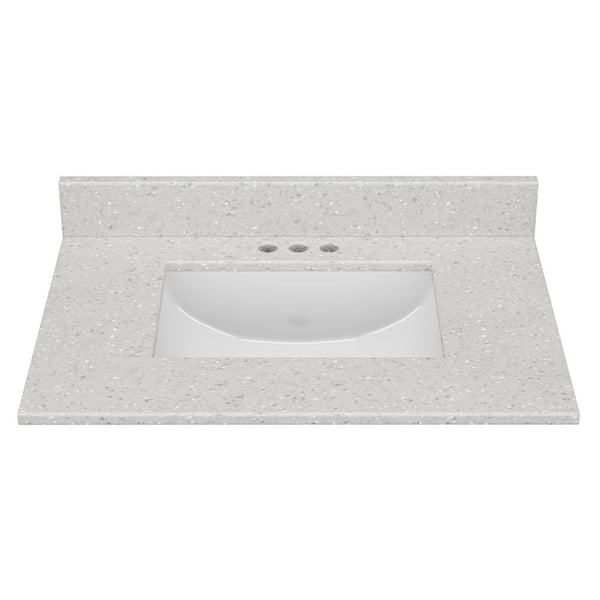 31 in. W x 22 in. D Cultured Marble Rectangular Undermount Single Basin Vanity Top in Silver Stream