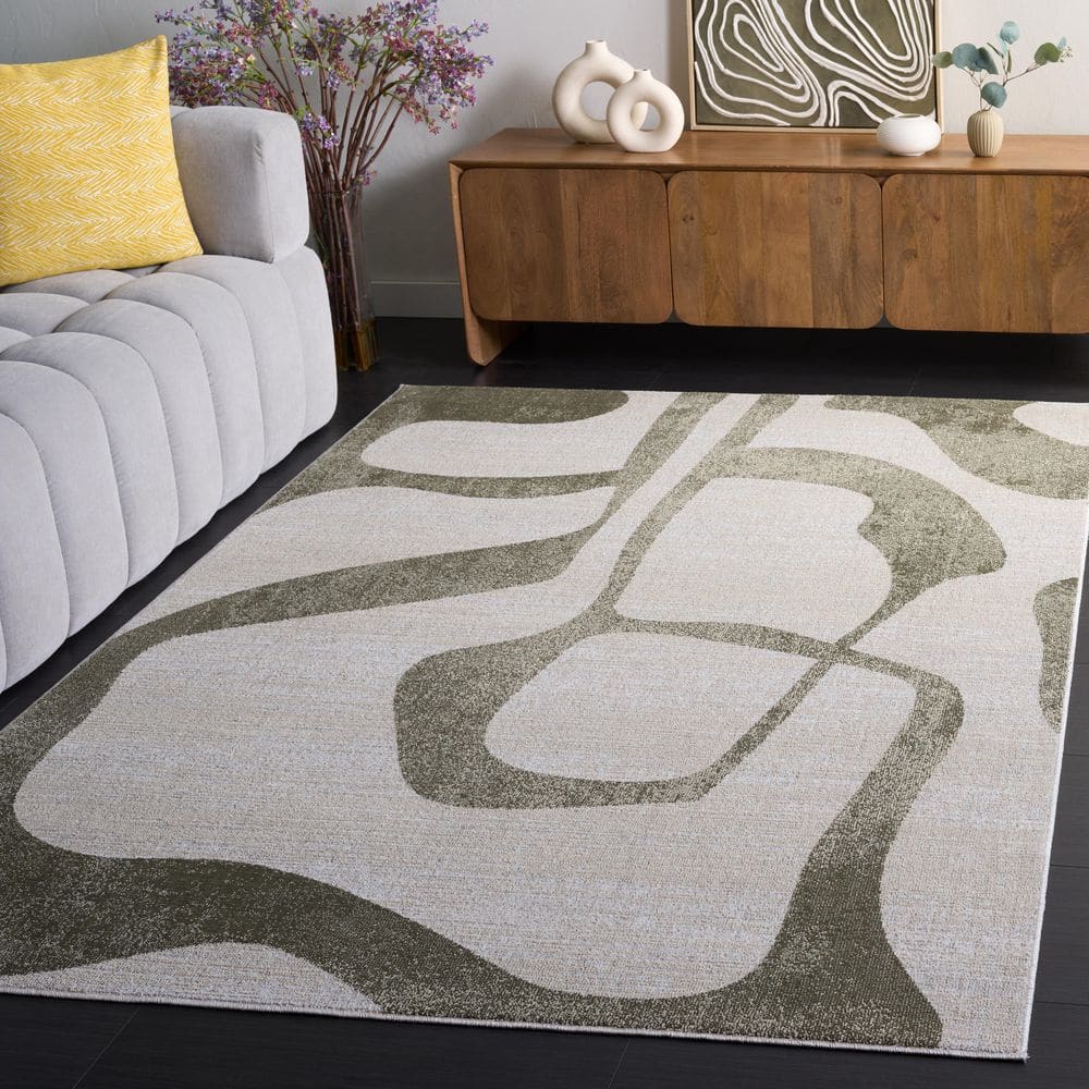 Marvel 5 ft. x 8 ft. Olive/Beige Abstract Swirl Area Rug price history on PriceWatchPro