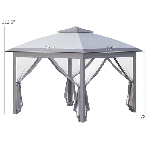 FORCLOVER 11 ft. x 11 ft. Gray Outdoor Patio Pop-Up Canopy