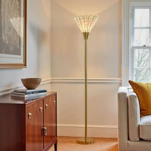 StyleCraft 72 in. Bronze Floor Lamp with Champagne Dimpled Glass