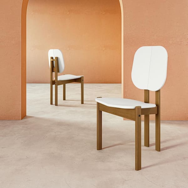 Manhattan Comfort Gales Mid-Century Modern Matte White Dining Chair (Set of 2)