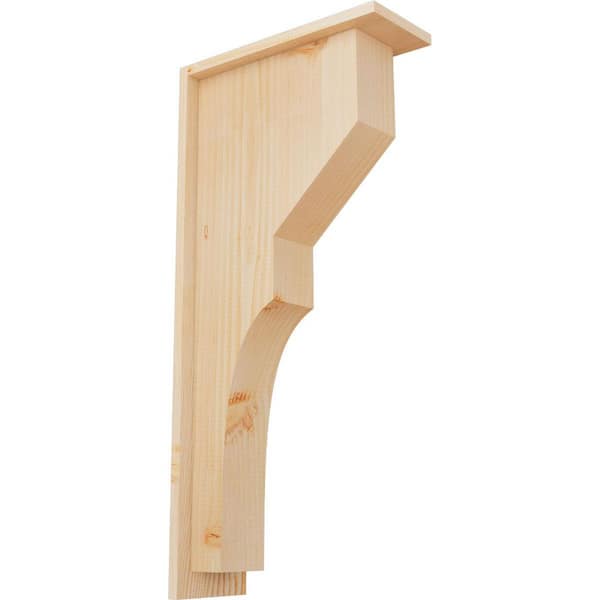 Ekena Millwork 5-1/2 in. x 14 in. x 30 in. Douglas Fir Monterey Smooth Corbel with Backplate