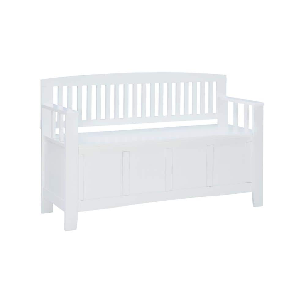 Cynthia White Storage Bench with Back 50 in.