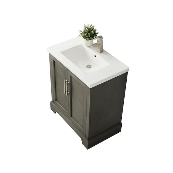 Vannes 30 in. W x 18 in. D x 34.5 in. H Bathroom Vanity in Silver Grey with Ceramic Top