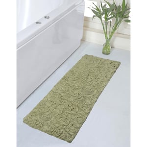 Bell Flower Collection 100% Cotton Tufted Bath Rugs, 21 in. x54 in. Runner, Green