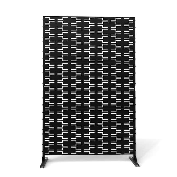 Uixe UIXE 76 in. Galvanized Steel Garden Fence Outdoor Privacy Screen Garden Screen Panels in Black