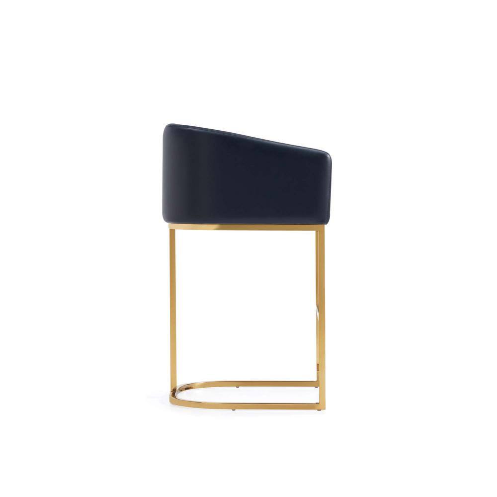 Black Leather and Gold Metal Curved Counter Stool