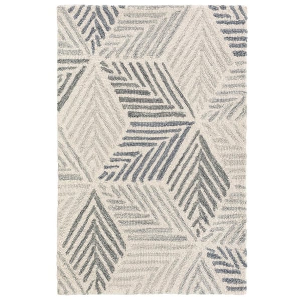 Karari Hand Hooked Wool Blue 8 ft. x 10 ft. Indoor Area Rug