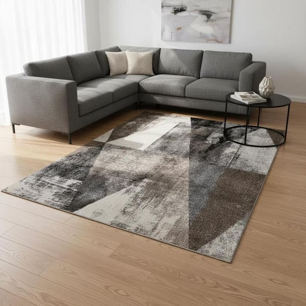 Black 8 ft. x 11 ft. Woven Geometric Rectangle Indoor Area Rug