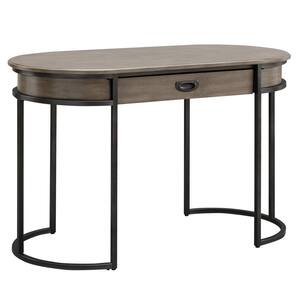 Gray Oval Metal Leg Desk