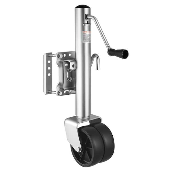 Trailer Jack with Wheel, 1500 lbs. Capacity, Heavy-Duty Swivel Jack with PP Wheel & Ergonomic Handle, 12-in. Lift