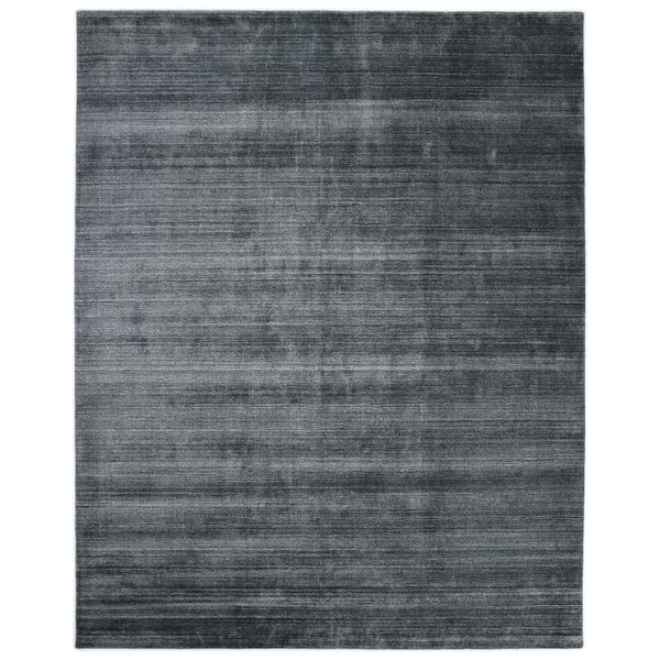 Solid Harbor Dark Gray 3 X 5 Hand Loomed Wool Viscose Cotton Indoor Area Rug