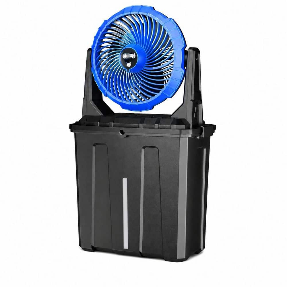 Blue Portable Misting Fan with 9L Tank and 3 Spray Nozzles for Outdoor Cooling, 21.97 in Tall price history on PriceWatchPro