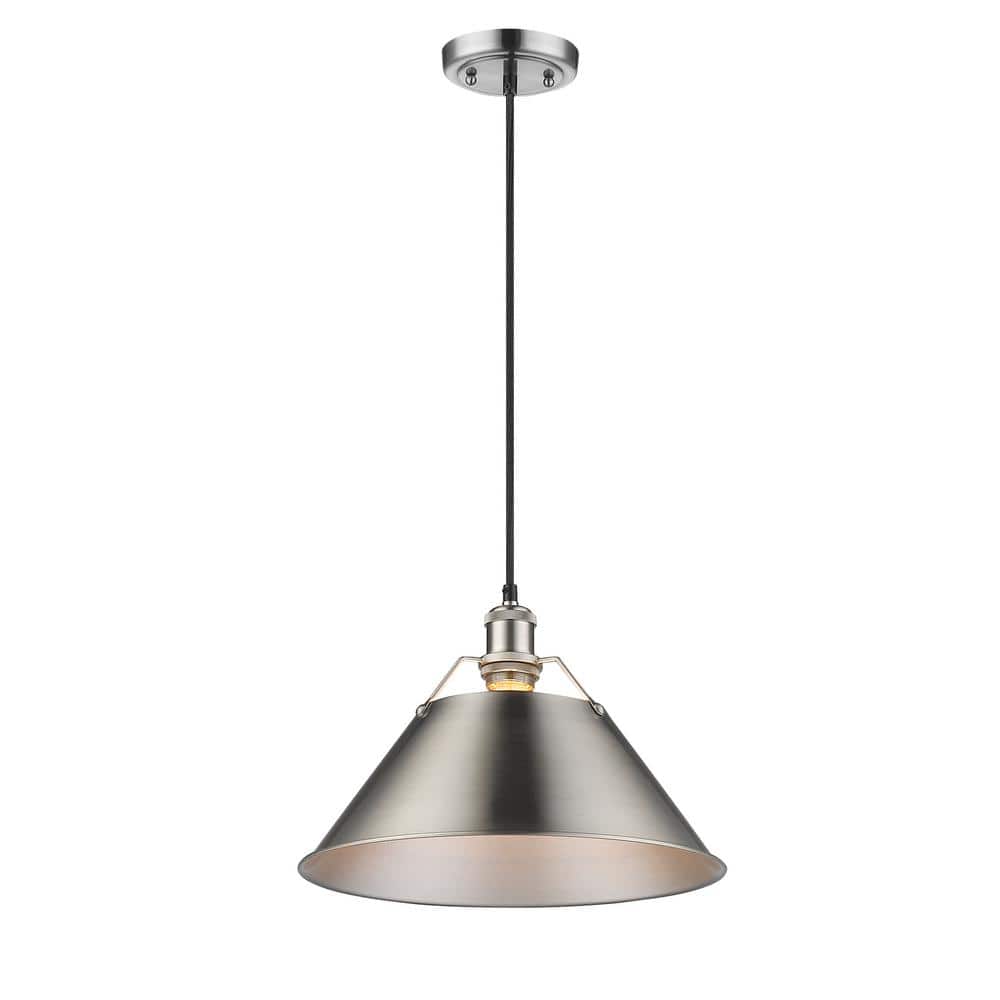 Transitional Orwell 14" Pewter Pendant with Industrial Charm