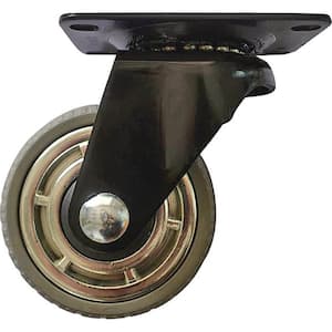 3 in. Gray Soft Rubber Chrome and Steel Swivel Plate Caster with 132 lb. Load Rating (4-Pack)