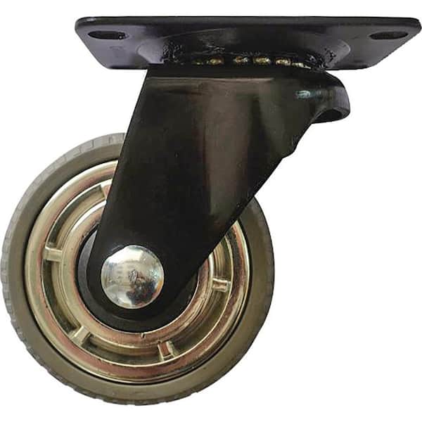 Shepherd 3 in. Gray Soft Rubber Chrome and Steel Swivel Plate Caster with 132 lb. Load Rating (4-Pack)