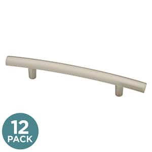 Arched 3-3/4 in. (96 mm) Satin Nickel Cabinet Drawer Bar Pull (12-Pack)
