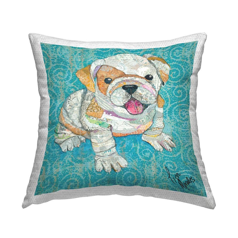Blue Patterned Happy Pet Puppy Blue Square Outdoor Throw Pillow price history on PriceWatchPro