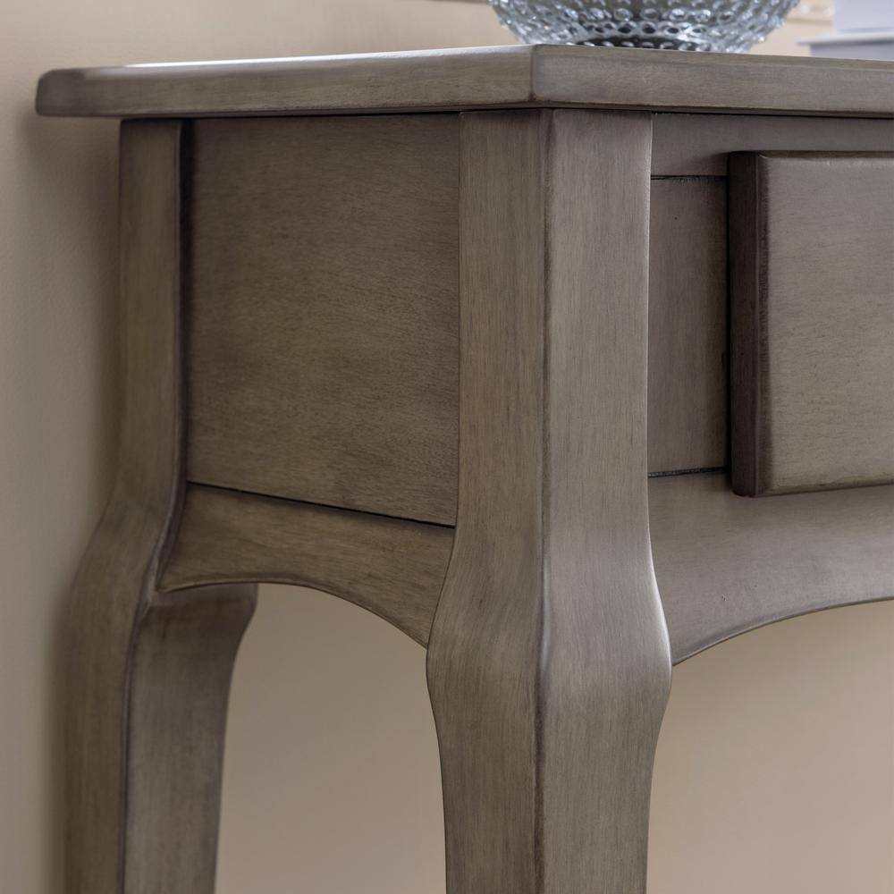 Gray Solid Wood Hall Console Table with Drawer and Shelf