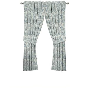 Charmed Life Cornflower Toile Print Cotton 52 in. W x 63 in. L Light Filtering Single Rod Pocket Back Tab Curtain Panel
