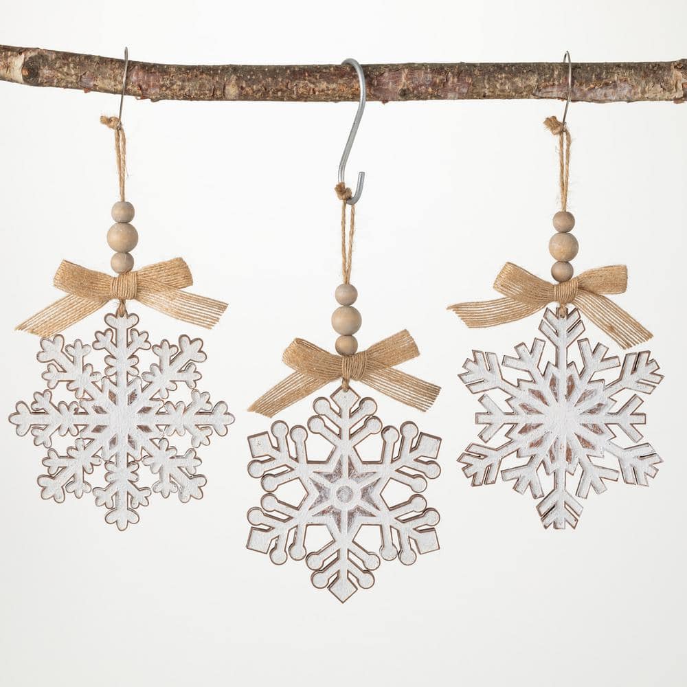 Snowflake Lighted White Glass Tree Table Accent Set