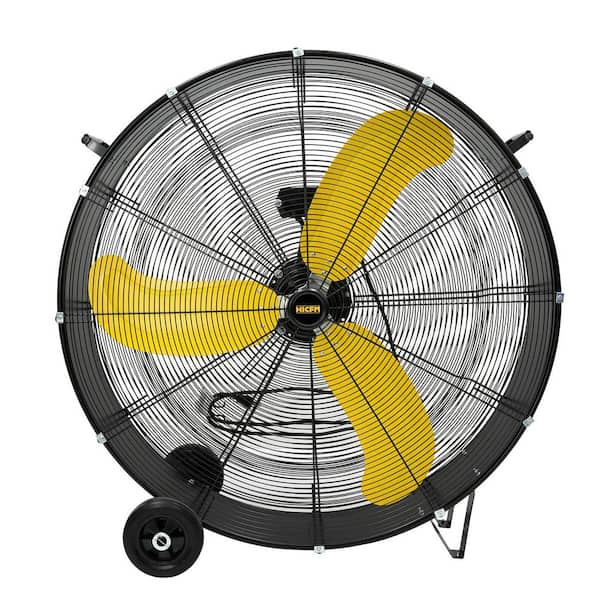 39 in. 2-Speeds High Velocity Drum Fan in Black with Powerful 3/5 HP Motor, Handle, Wheels, for Commercial or Industrial
