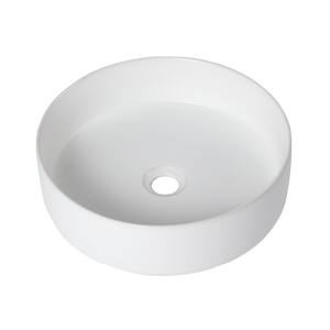 GL 15.75 in. White Ceramic Round Bathroom Vessel Sink