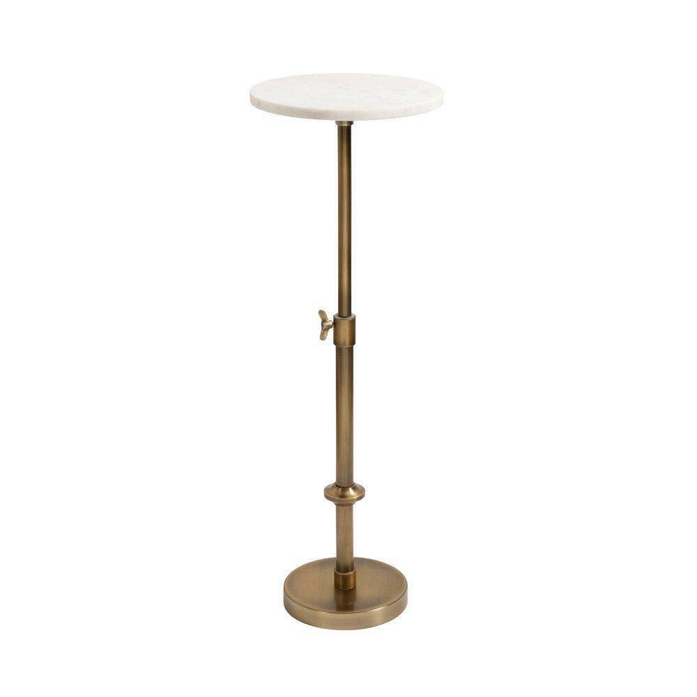 Engles 10 in. Gold Round Marble End Table - thumbnail 8