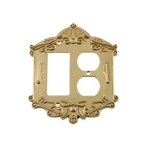 Brass 2-Gang 1-Decorator/Rocker/1-Duplex Wall Plate (1-Pack)