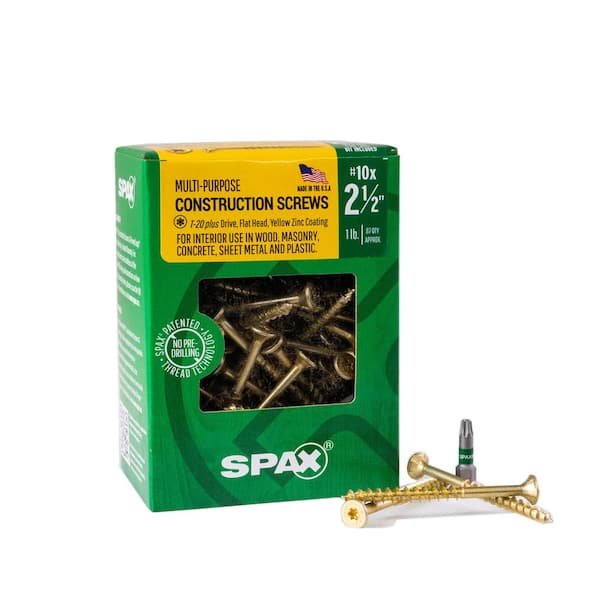 SPAX #10 x 2-1/2 in. Interior Flat Head Wood Screws Construction Framing Torx T-Star Plus (87 Each) 1 LB Bit Included