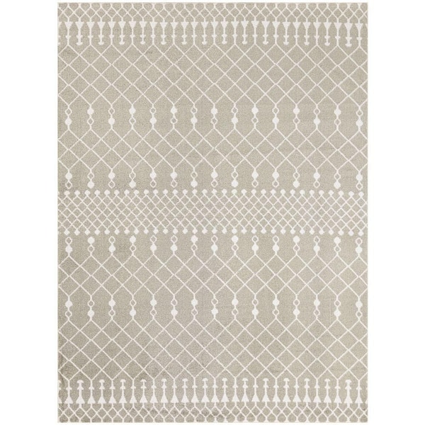 Nourison Astra Machine Washable Sage 4 ft. x 6 ft. Moroccan Transitional Area Rug