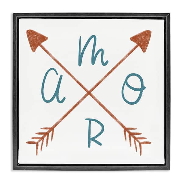 Stupell Industries Love with Crossed Arrows by SD Graphics Studio Black Floater Frame Typography Graphic Art Print 18 in. x 18 in.