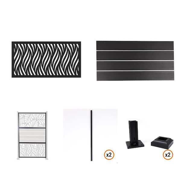 Privacy Screen Kit with Wicker Insert and Slate Boards for Flat Surface Installation with Frame and Posts