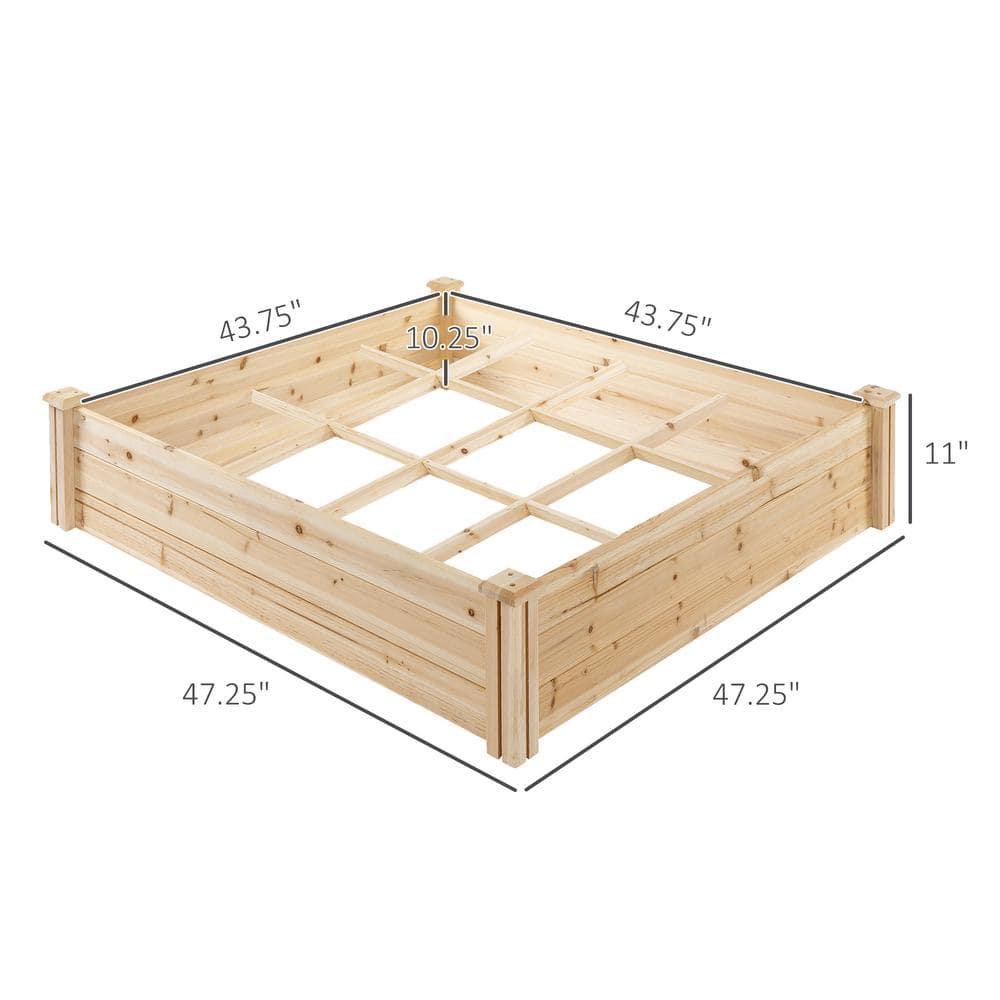 Natural Cedar Square Raised Garden Bed Kit with 9 Growing Grids