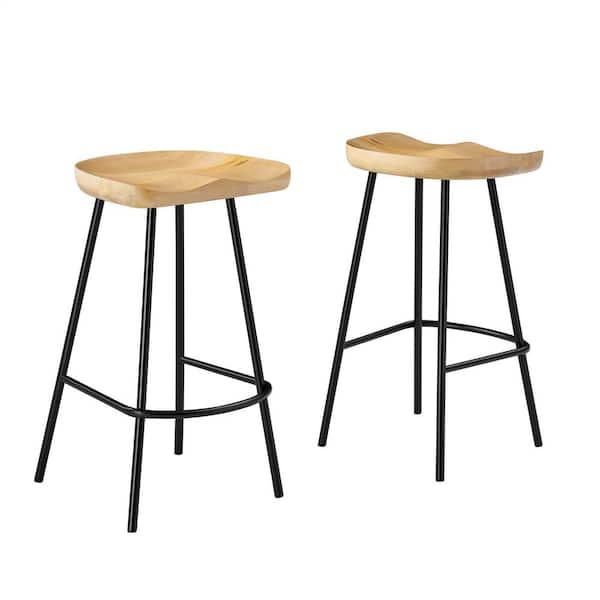 MODWAY Concord 26.5 in. in Oak Backless Wood Counter Stools - Set of 2