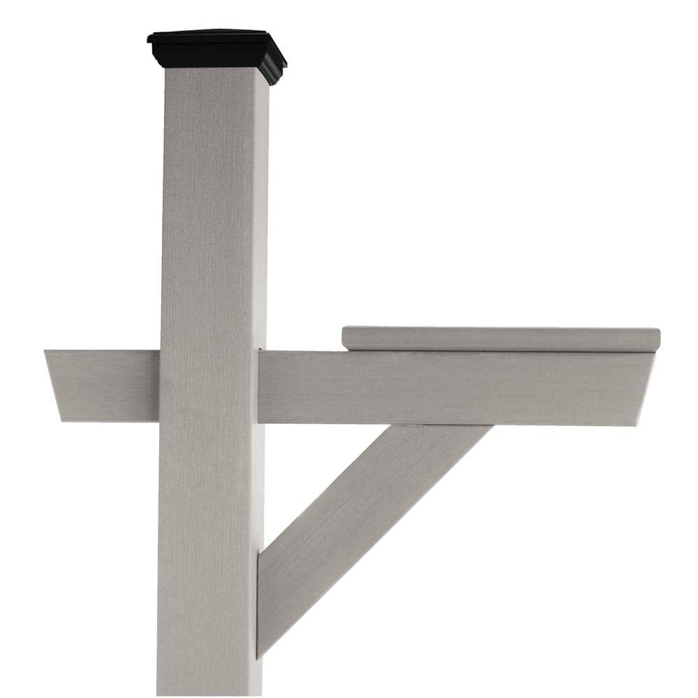 Harbor Gray Steel Mailbox Post with Shelf, 58.7" Height