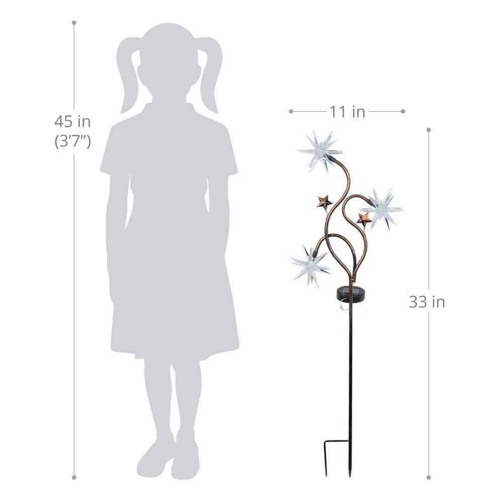 Patriotic Solar Triple Starburst Garden Stake with LED Lights