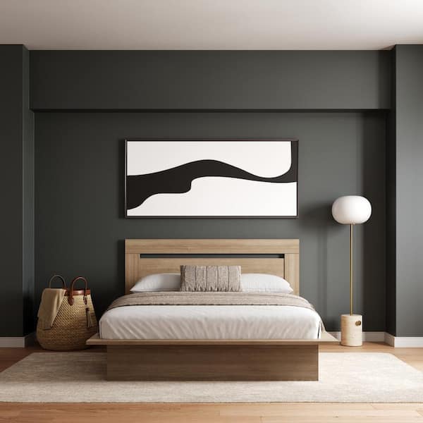 Nexera Malibu Brown Oak Wood Frame Queen Size Platform Bed