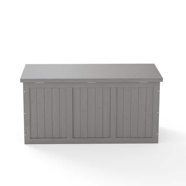 67 Gal. Wood Deck Box, Grey JX-WP327221 - The Home Depot