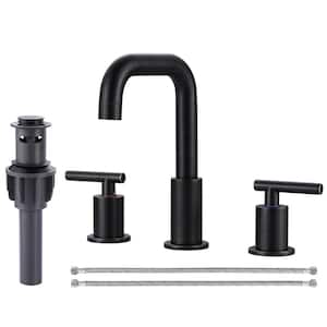 8 in. Widespread Double Handle Bathroom Faucet with Pop Up Drain and cUPC Certified Supply Lines in Oil Rubbed Bronze