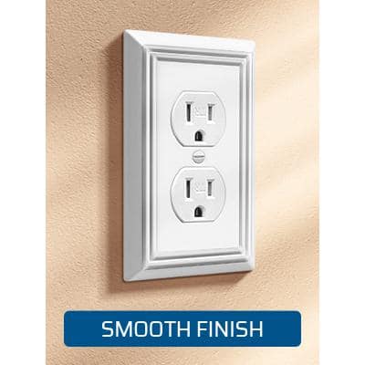 White Beaded Metal 1-Gang Duplex Outlet Cover Plate, 4-Pack