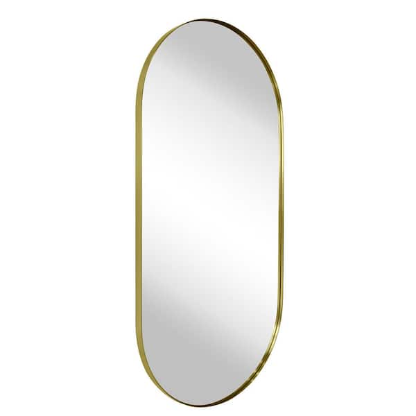 TEHOME Cristos 20 in. W x 40 in. H Oval Metal Framed Wall Mounted Bathroom Vanity Mirror in Brushed Gold