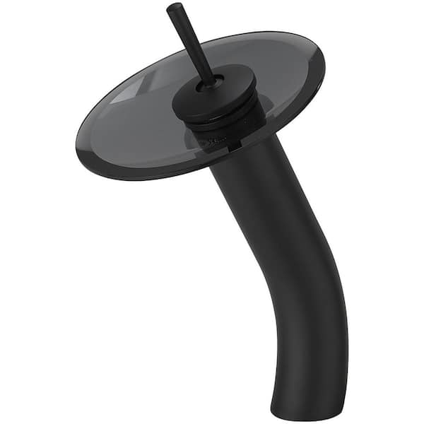 Single Handle Waterfall Vessel Sink Faucet in Matte Black