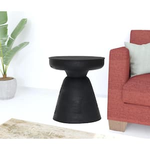 15.9 in. Black Round Wood End Table