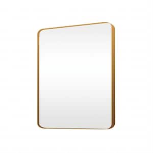 30 in. W x 36 in. H Rectangle Aluminum Alloy Framed Wall Bathroom Vanity Mirror in Gold