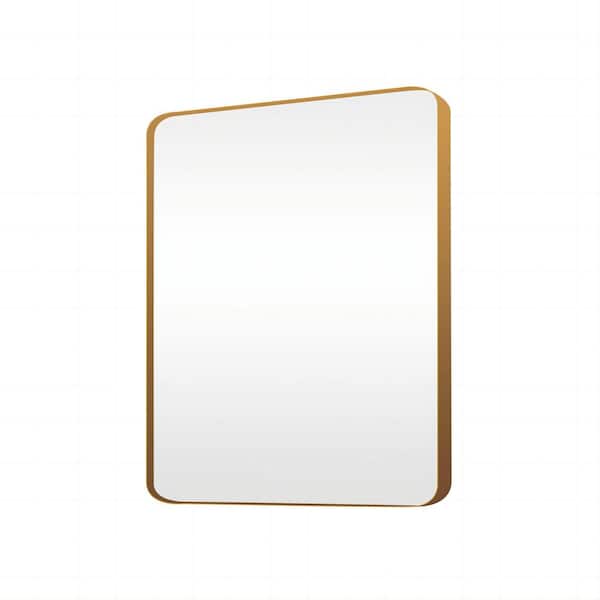 WELLFOR 30 in. W x 36 in. H Rectangle Aluminum Alloy Framed Wall Bathroom Vanity Mirror in Gold