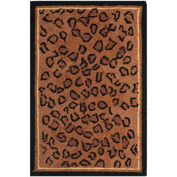 SAFAVIEH Chelsea Black/Brown Doormat 2 ft. x 3 ft. Animal Print Area Rug