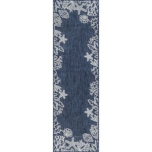 Eco Coastal Navy 3 ft. x 10 ft. Indoor/Outdoor Runner Rug