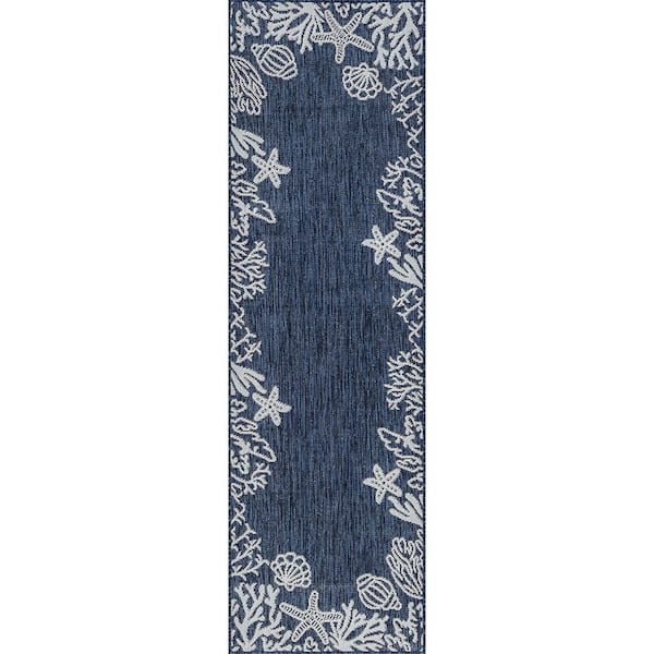 Eco Coastal Navy 3 ft. x 10 ft. Indoor/Outdoor Runner Rug
