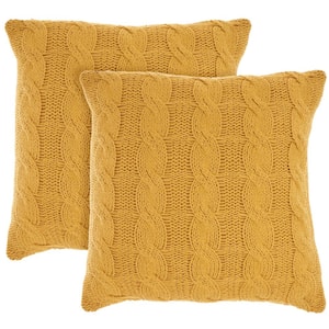 Lifestyles Yellow 18 in. X 18 in. Throw Pillow Set of 2